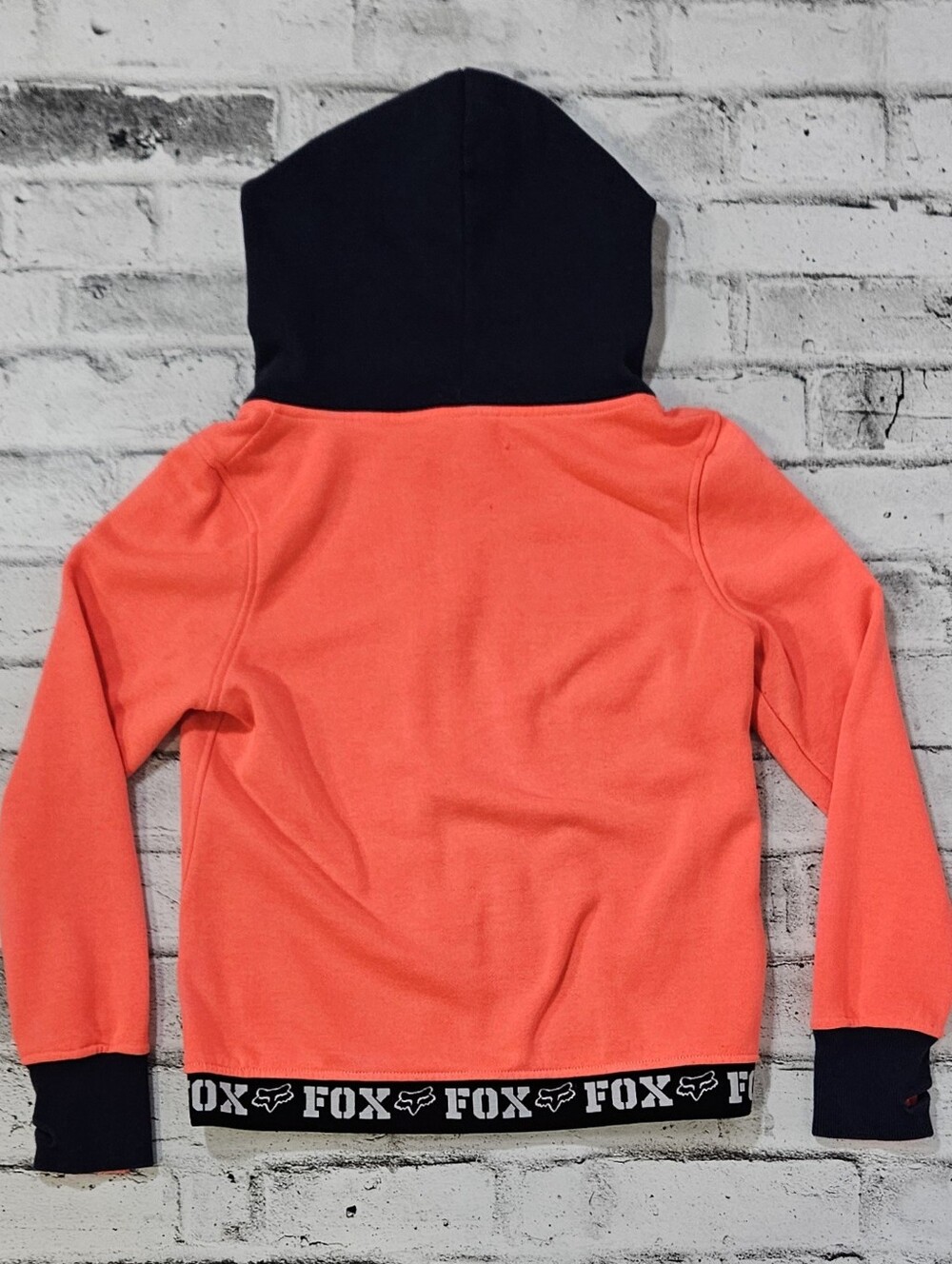 Fox Racing Neon Coral Full Zip Hoodie Thumbhole Athletic Jacket Medium - Picture 7 of 13